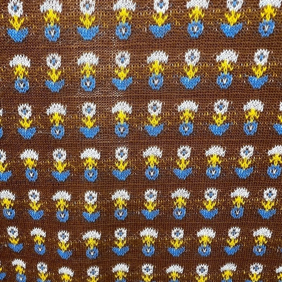 Vintage Retro Floral Open Front Cardigan Handmade Brown Medium 70s Vibes - Picture 6 of 8